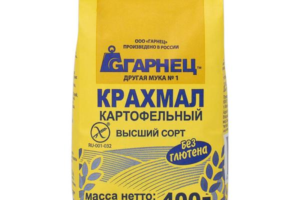  Крахмал картофельный Гарнец высший сорт 400 г в интернет-магазине продуктов с Преображенского рынка Apeti.ru