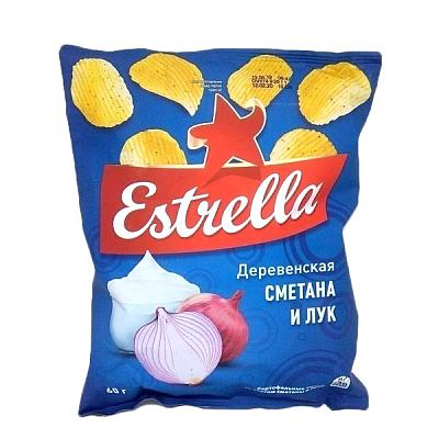  Чипсы Estrella рифленые со вкусом деревенской сметаны и лука 60 г в интернет-магазине свежих фермерских продуктов Apeti.ru