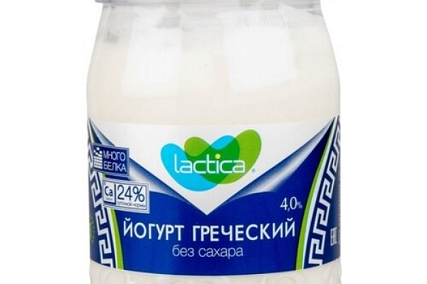  Йогурт Lactica греческий без сахара 4% 190 г пл/б БЗМЖ в интернет-магазине продуктов с Преображенского рынка Apeti.ru