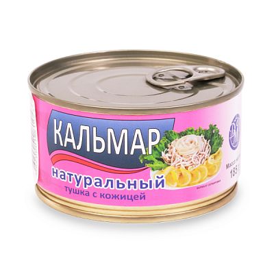 Кальмар натуральный "ДальмореПродукт" тушка с кожицей 185 г