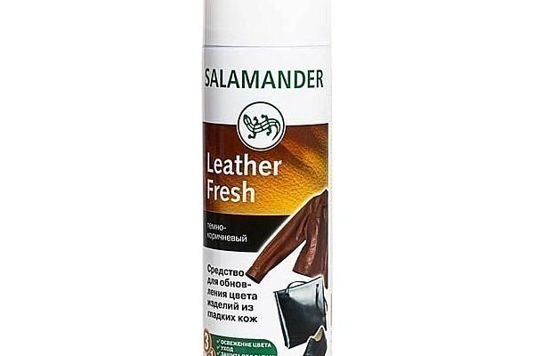  Аэрозоль краска для гладкой кожи Salamander leather fresh темно-коричневый 250 мл в интернет-магазине продуктов с Преображенского рынка Apeti.ru