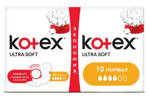  Прокладки гигиенические Kotex Ultra Soft нормал 20 шт в интернет-магазине продуктов с Преображенского рынка Apeti.ru