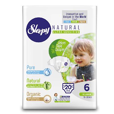 Подгузники Sleepy Natural (6\ XL 15-25 кг) 20 шт в интернет-магазине свежих фермерских продуктов Apeti.ru
