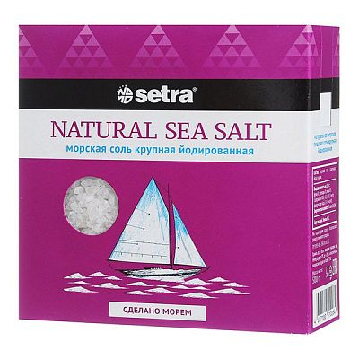 Соль морская Setra крупная йодированная 500 г