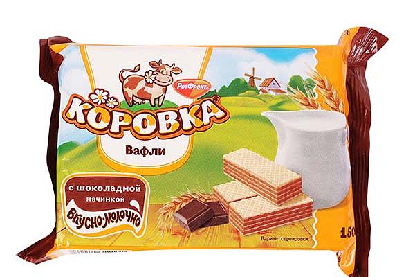  Вафли Рот Фронт Коровка с шоколадной начинкой 150 г в интернет-магазине продуктов с Преображенского рынка Apeti.ru