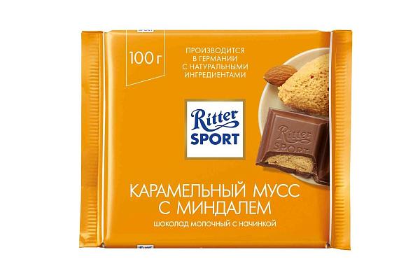  Шоколад Ritter Sport молочный карамельный мусс с миндалем 100 г в интернет-магазине продуктов с Преображенского рынка Apeti.ru