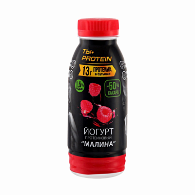  Йогурт питьевой Малина ПРОТЕИНОВЫЙ РАЭ 1,5% 290г бутылка в интернет-магазине свежих фермерских продуктов Apeti.ru
