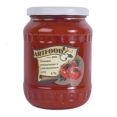 Томаты очищенные Artfood в собственном соку 670 г