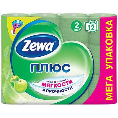 Туалетная бумага Zewa Плюс двухслойная яблоко 12 шт