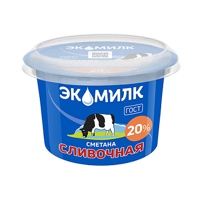  Сметана Экомилк сливочная 20%180 г БЗМЖ в интернет-магазине свежих фермерских продуктов Apeti.ru