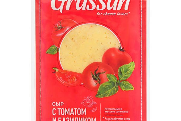  Сыр Grassan с томатом и базиликом 50% ломтики 150 г в интернет-магазине продуктов с Преображенского рынка Apeti.ru