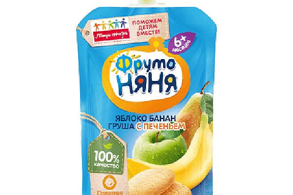  Пюре Фрутоняня яблоко банан груша печенье 90 г в интернет-магазине продуктов с Преображенского рынка Apeti.ru