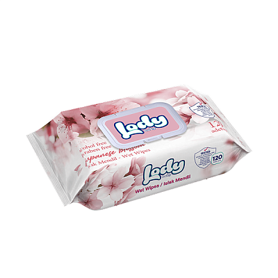 Салфетки влажные Lody baby с ароматом японских цветов 120 шт с крышкой 