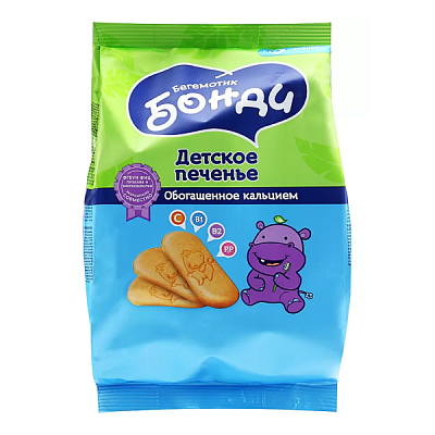  Печенье детское Бегемотик Бонди обогащённое кальцием 180 г в интернет-магазине свежих фермерских продуктов Apeti.ru