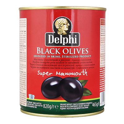 Маслины Delphi с косточкой супергигант 820 г