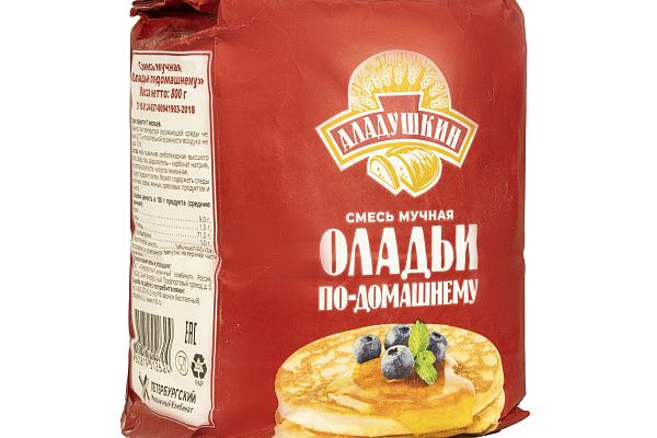  Мучная смесь Аладушкин Оладьи по-домашнему 800 г в интернет-магазине продуктов с Преображенского рынка Apeti.ru