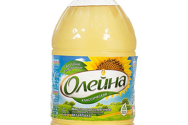  Масло подсолнечное Олейна классическое без запаха 5 л в интернет-магазине продуктов с Преображенского рынка Apeti.ru