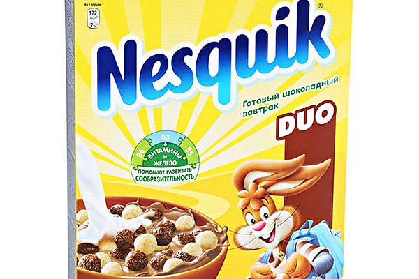  Готовый завтрак Nesquik Duo шоколадный обогащенный витаминами 375 г в интернет-магазине продуктов с Преображенского рынка Apeti.ru