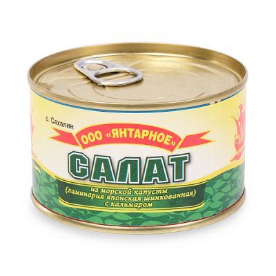 Салат из морской капусты с кальмаром "Янтарное" 180 г