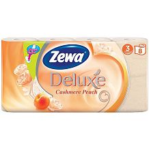 Туалетная бумага Zewa Deluxe трехслойная персик 8 шт