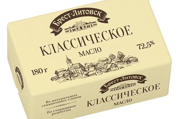  Масло сливочное Брест-Литовск Классическое 72,5% 180 г БЗМЖ в интернет-магазине продуктов с Преображенского рынка Apeti.ru