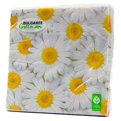 Салфетки трехслойные Ромашки Bulgaree, 33*33 см