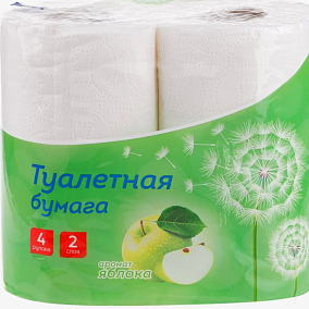  Туалетная бумага OfficeClean Яблоко двухслойная 4 шт в интернет-магазине свежих фермерских продуктов Apeti.ru