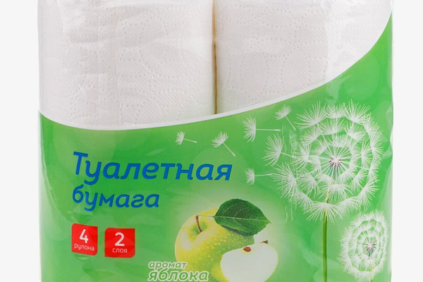  Туалетная бумага OfficeClean Яблоко двухслойная 4 шт в интернет-магазине продуктов с Преображенского рынка Apeti.ru