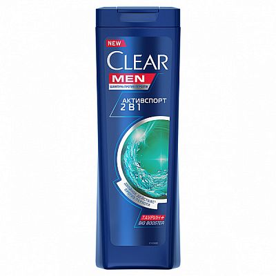 Шампунь Clear Men активспорт 2 в 1 таурин + bio booster 200 мл