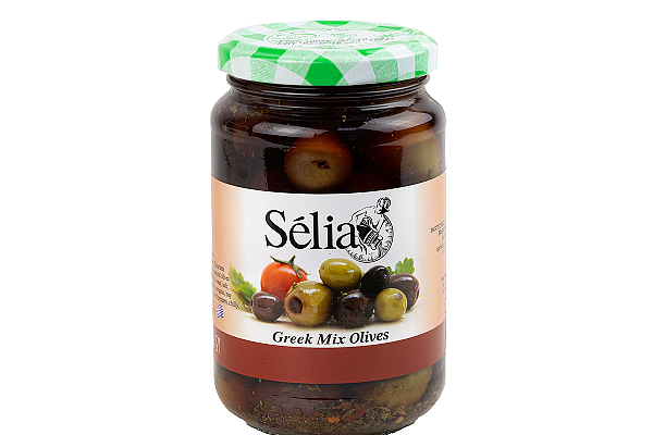  Оливки ассорти Selia с косточкой cтекло 370 г в интернет-магазине продуктов с Преображенского рынка Apeti.ru
