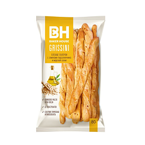  Хлебные палочки Grissini с семенами подсолнечника , Baker House 80г в интернет-магазине свежих фермерских продуктов Apeti.ru
