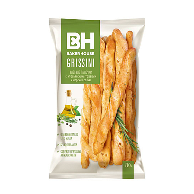 Хлебные палочки Baker House Grissini с итальянскими травами 80 г
