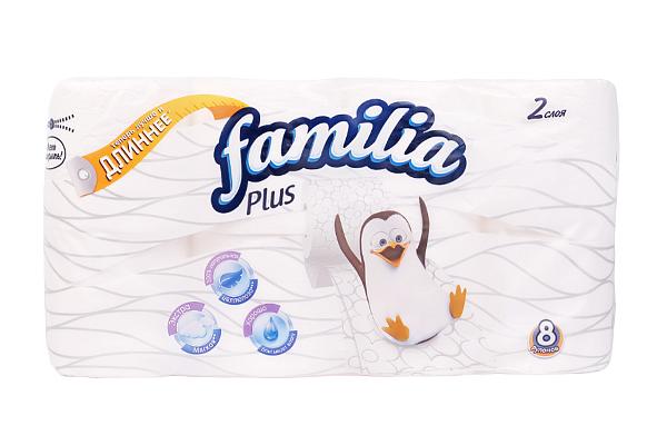  Туалетная бумага Familia Plus 2-слойная белая стандарт 8шт в интернет-магазине продуктов с Преображенского рынка Apeti.ru