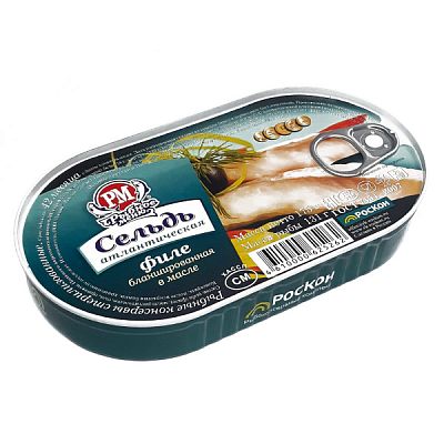 Сельдь атлантическая "Рыбное меню" филе бланшированная  в масле 175 г