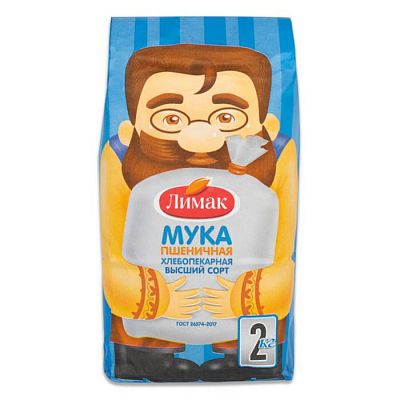 Мука пшеничная Лимак хлебопекарная высший сорт 2 кг