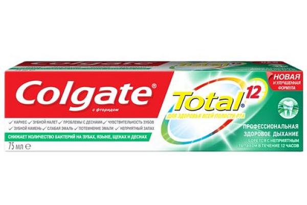  Зубная паста Colgate Total 12 Pro Здоровое дыхание 75 мл в интернет-магазине продуктов с Преображенского рынка Apeti.ru