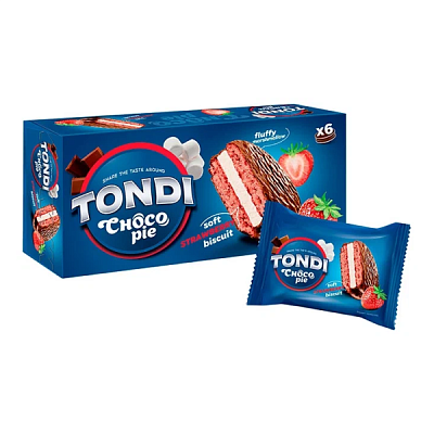 Пирожное  Tondi Choco Pie клубничный 180 г