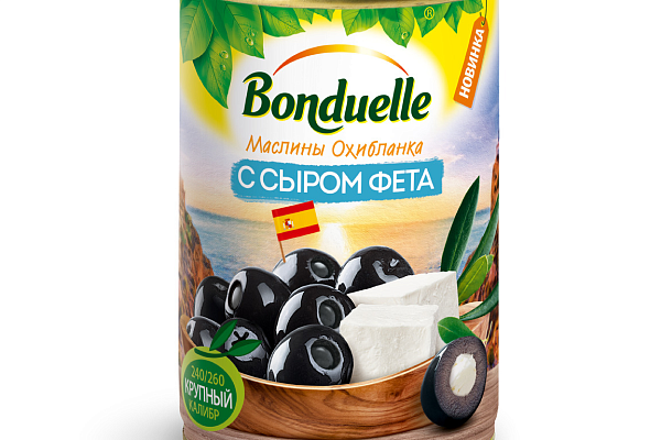  Маслины черные Bonduelle с сыром фета 300 мл в интернет-магазине продуктов с Преображенского рынка Apeti.ru