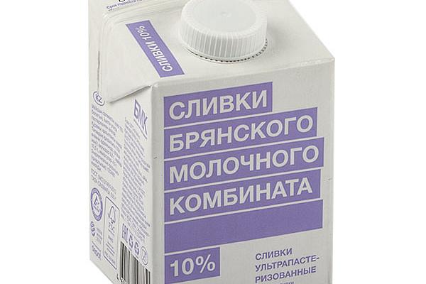  Сливки Брянский МК ультрапастеризованные 10% 500 г в интернет-магазине продуктов с Преображенского рынка Apeti.ru