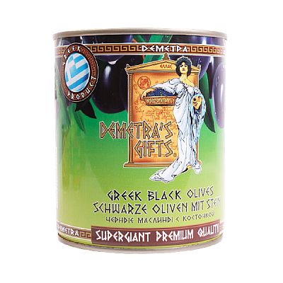 Маслины "Дары Деметры" черные с косточкой 850 мл