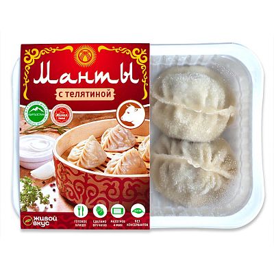 Манты Живой Вкус с телятиной 220 г
