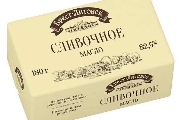  Масло сладко-сливочное несоленое Брест-Литовск 82,5% 180 г БЗМЖ в интернет-магазине продуктов с Преображенского рынка Apeti.ru