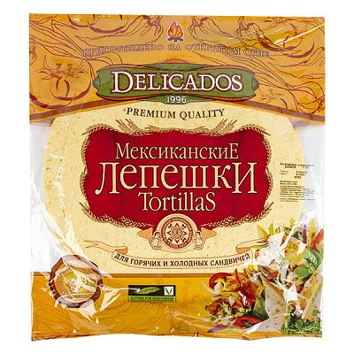 Лепешки Delicados Tortillas пшеничные сырные 6 шт 400 г