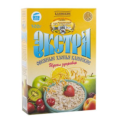 Хлопья овсяные Клинские Экстра 500 г
