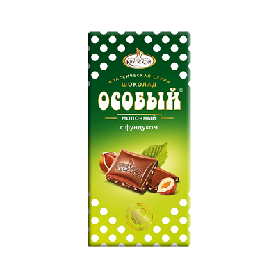 Шоколад  молочный  "Особый" с фундуком 88гр., КФ Крупской