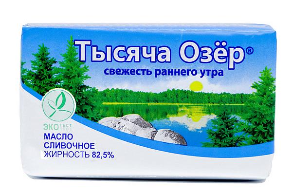  Масло сливочное Тысяча озер 82,5% 180 г БЗМЖ в интернет-магазине продуктов с Преображенского рынка Apeti.ru