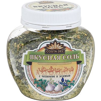 Приправа COSTA DEL с чесноком и зеленью Вкусная соль 400 г