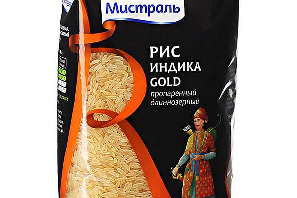  Рис Мистраль Индика Gold пропаренный длиннозерный 1 кг в интернет-магазине продуктов с Преображенского рынка Apeti.ru