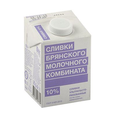Сливки Брянский МК ультрапастеризованные 10% 500 г