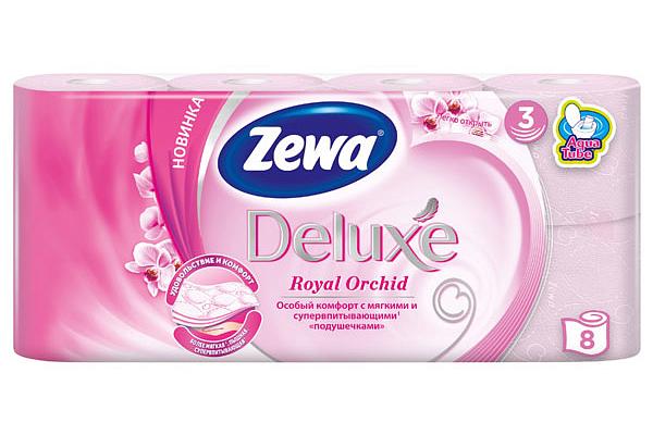  Туалетная бумага Zewa Deluxe трехслойная royal orchid 8 шт в интернет-магазине продуктов с Преображенского рынка Apeti.ru